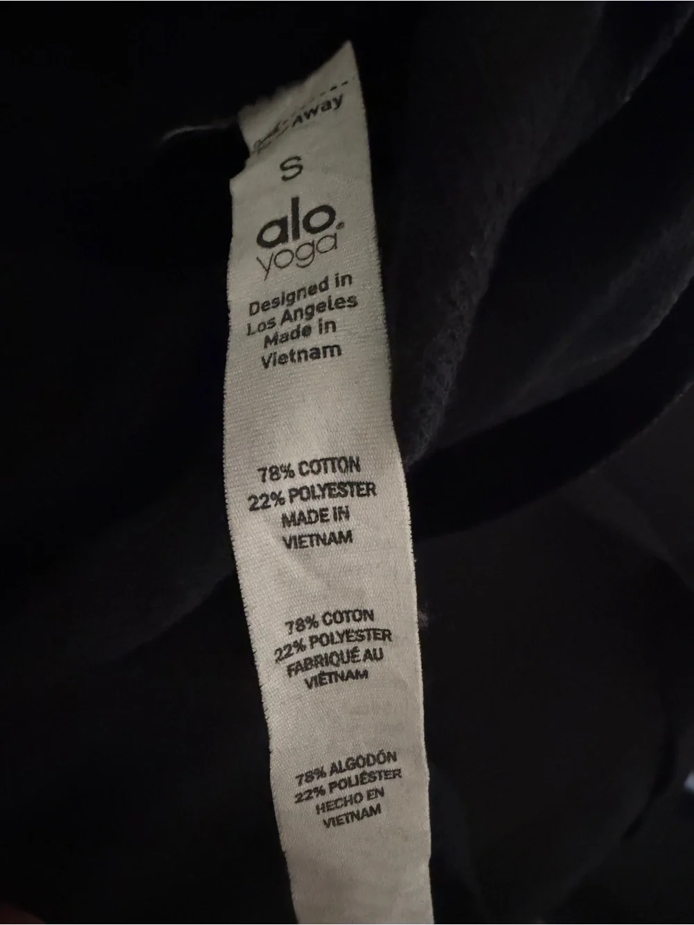 Alo Yoga Cropped Hoodie Black Peak Elbow Sleeves Activewear
